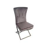 NNEDSZ 2X Dining Chair Grey Fabric Upholstery Beautiful Quilting Shiny Silver Colour Legs