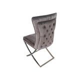 NNEDSZ 2X Dining Chair Grey Fabric Upholstery Beautiful Quilting Shiny Silver Colour Legs