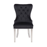 NNEDSZ Victoria 2X Dining Chair Black Velvet & STAINLESS STEEL Legs