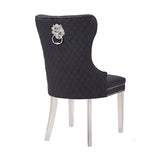 NNEDSZ Victoria 2X Dining Chair Black Velvet & STAINLESS STEEL Legs