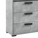 NNEDSZ Tallboy with 5 Storage Drawers MDF Combination of Black & Cement Colour