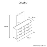NNEDSZ Tallboy with 5 Storage Drawers MDF Combination of Black & Cement Colour