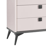 NNEDSZ Dressing Chest With 6 Storage Drawers MDF Mirror Combination of Champagne and Black Colour