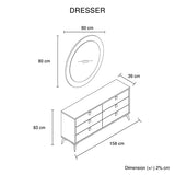 NNEDSZ Dressing Chest With 6 Storage Drawers MDF Mirror Combination of Champagne and Black Colour