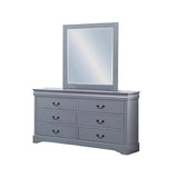 NNEDSZ Dressing Chest with 6 Storage Drawers in Solid Wooden Mirror Metal Handles Grey Colour