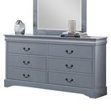 NNEDSZ Dressing Chest with 6 Storage Drawers in Solid Wooden Mirror Metal Handles Grey Colour