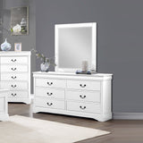 NNEDSZ Dressing Chest with 6 Storage Drawers in Solid Wooden Mirror Metal Handles White Colour