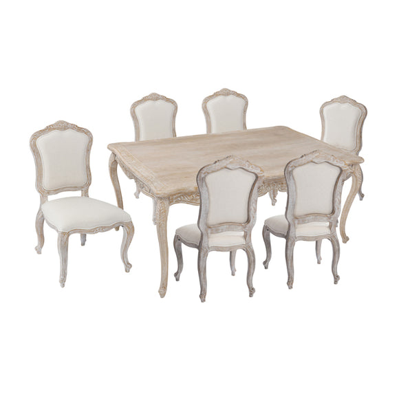 NNEDSZ Medium Size Oak Wood White Washed Finish Dining Set