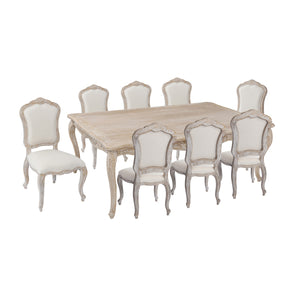 NNEDSZ Large Size Oak Wood White Washed Finish Dining Set