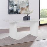 NNEDSZ Dining Table Sintered Stone Top MDF Table Base High Glossy White