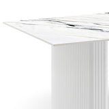 NNEDSZ Dining Table Sintered Stone Top MDF Table Base High Glossy White
