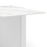 NNEDSZ Dining Table Sintered Stone Top MDF Table Base High Glossy White