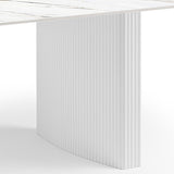 NNEDSZ Dining Table Sintered Stone Top MDF Table Base High Glossy White