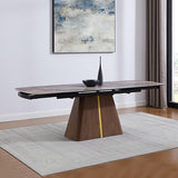 NNEDSZ Dining Table MDF Ceramic Glass Table Top Extendable Decorative Stripe