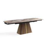 NNEDSZ Dining Table MDF Ceramic Glass Table Top Extendable Decorative Stripe