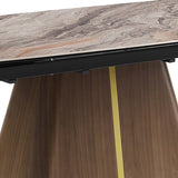 NNEDSZ Dining Table MDF Ceramic Glass Table Top Extendable Decorative Stripe