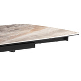 NNEDSZ Dining Table MDF Ceramic Glass Table Top Extendable Decorative Stripe