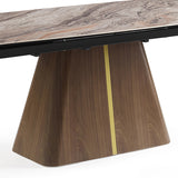 NNEDSZ Dining Table MDF Ceramic Glass Table Top Extendable Decorative Stripe