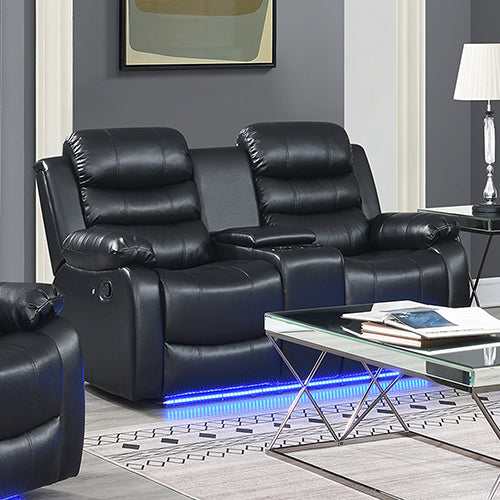 NNEDSZ 2R Seater Finest Leatherette Recliner Feature Console LED Light Ultra Cushioned