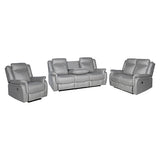 NNEDSZ 3-2-1 Seater Finest Grey Fabric Recliner Sofa Sturdy Construction Metal Mechanism