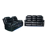 NNEDSZ 3-2 Seater Seater Finest Black Leatherette Recliner Feature Console LED Light Ultra Cushioned