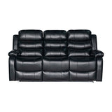 NNEDSZ 3-2 Seater Seater Finest Black Leatherette Recliner Feature Console LED Light Ultra Cushioned