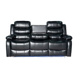 NNEDSZ 3-2 Seater Seater Finest Black Leatherette Recliner Feature Console LED Light Ultra Cushioned