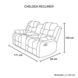 NNEDSZ 3-2 Seater Seater Finest Black Leatherette Recliner Feature Console LED Light Ultra Cushioned