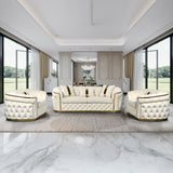 NNEDSZ 3-1-1 Seater Sofa Set Beige Velvet Fabric Solid Wood construction Gold Stainless Steel Trim
