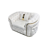 NNEDSZ 3-1-1 Seater Sofa Set Beige Velvet Fabric Solid Wood construction Gold Stainless Steel Trim
