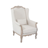 NNEDSZ 3S+2S+1X Wing Chair Oak Wood White Washed Finish Rolled Armrest Linen Sofa Fabric