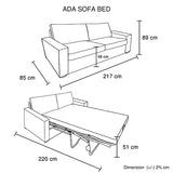 NNEDSZ Ada Multifunctional 3 Seater Sofa Bed Fabric Upholstery Wooden Structure