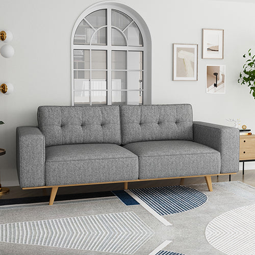 NNEDSZ 3 Seater Sofa Fabric Upholstery Grey Colour Pocket Spring Wooden Frame