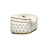 NNEDSZ 1 Seater Sofa Beige Velvet Fabric Solid Wood construction Gold Stainless Steel Trim