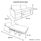 NNEDSZ Harper Multifunctional 3 Seater Sofa Bed Fabric Upholstery Wooden Structure