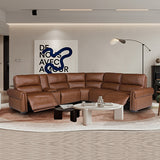 NNEDSZ Havana 6 Seater Genuine Leather Recliner Sofa Power Slide Chaise Zero Gravity Mechanism