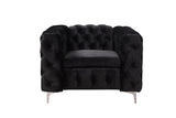 NNEDSZ Single Seater Black Sofa Classic Armchair Button Tufted in Velvet Fabric with Metal Legs