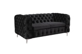 NNEDSZ 2 Seater Sofa Classic Button Tufted Lounge in Black Velvet Fabric with Metal Legs