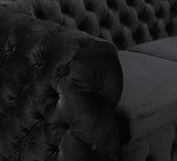 NNEDSZ 2 Seater Sofa Classic Button Tufted Lounge in Black Velvet Fabric with Metal Legs