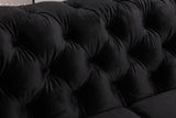 NNEDSZ 2 Seater Sofa Classic Button Tufted Lounge in Black Velvet Fabric with Metal Legs