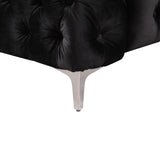 NNEDSZ 2 Seater Sofa Classic Button Tufted Lounge in Black Velvet Fabric with Metal Legs