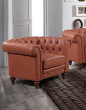 NNEDSZ Single Seater Brown Sofa Lounge Button Tufted in Faux Leather