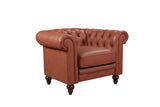 NNEDSZ Single Seater Brown Sofa Lounge Button Tufted in Faux Leather