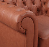 NNEDSZ Single Seater Brown Sofa Lounge Button Tufted in Faux Leather