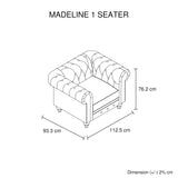 NNEDSZ Single Seater Brown Sofa Lounge Button Tufted in Faux Leather