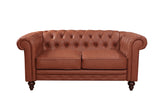 NNEDSZ 2 Seater Brown Sofa Lounge Button Tufted in Faux Leather