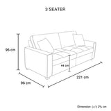 NNEDSZ Milano 3 Seater Sofa Set Polyester Fabric Multilayer Two Pillows Attached Individual Pocket Spring