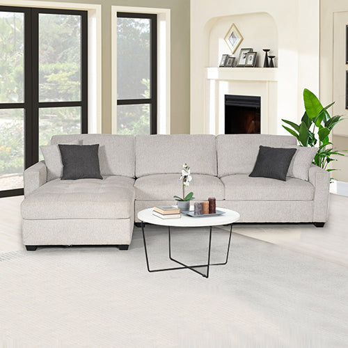 NNEDSZ Milano Corner Sofa Chaise Polyester Fabric Multilayer Two Pillows Attached Individual Pocket Spring