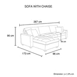 NNEDSZ Milano Corner Sofa Chaise Polyester Fabric Multilayer Two Pillows Attached Individual Pocket Spring