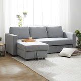 NNEDSZ Murry 2 Seater Sofa Bed With Pull Out Storage Corner Lounge Set In Grey With Chaise